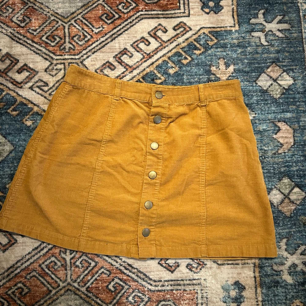 Vintage Bongo Corduroy Mini Skirt Buttons mustard yellow